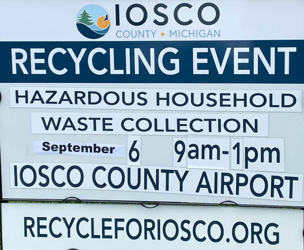 Iosco County Recycling Event September 6 9am-1pm at the Iosco County Airport