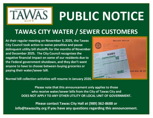 City Council waiving penalties and shut off for nov and dec 2025 due to fed government being shut down flyer