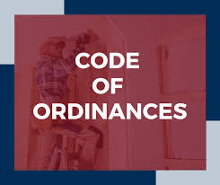 Words code of ordinances in a red box