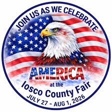 Eagle with American flag and dates for Iosco county fair