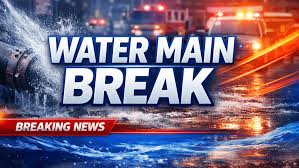 water main break words on news channel