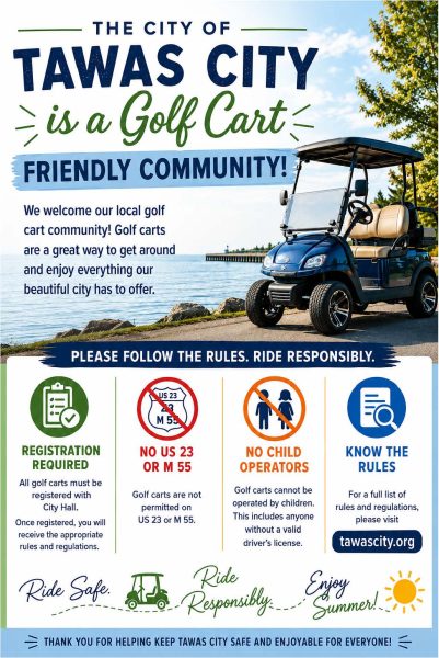Golf cart friendly flyer for city.